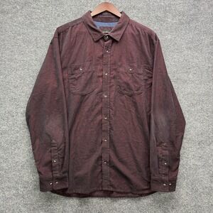 prAna M23190589 Corduroy Button Front Shirt Mens XL Burgundy Long Sleeve Casual